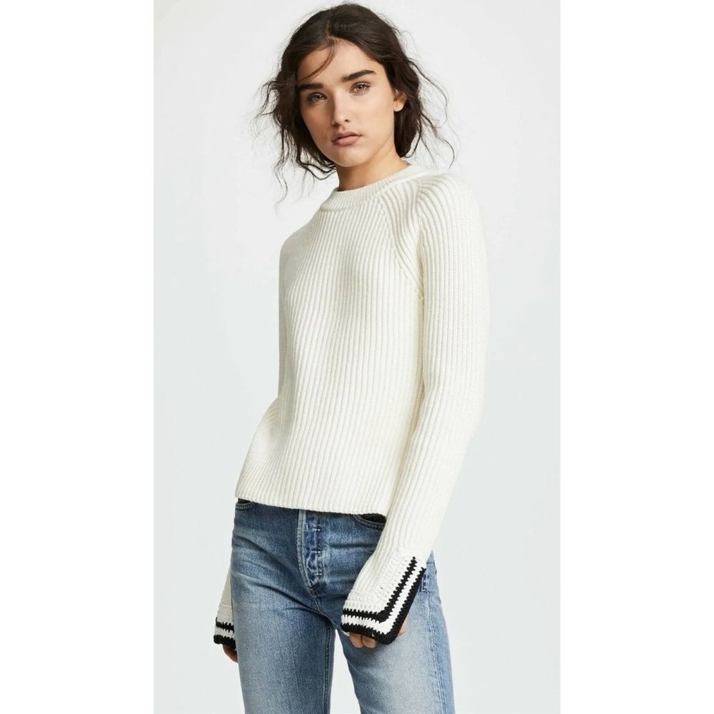 Helmut Lang Butter Crochet Detail Crewneck Sweater Size XS Retail $520